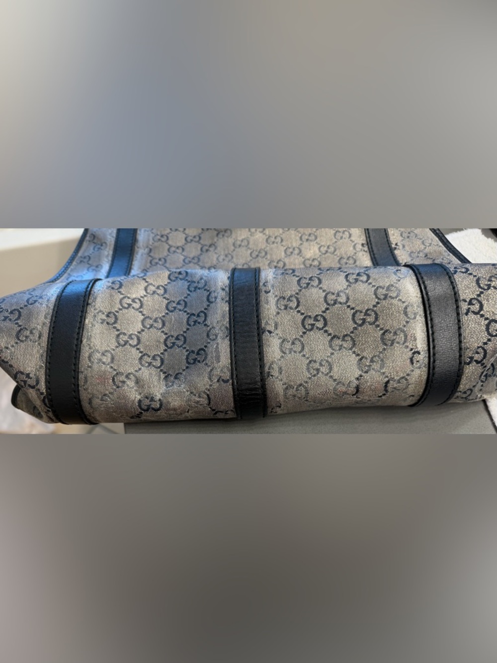 Authentic Gucci Joy GG Canvas/Leather Hobo Bag – Gunmetal and Black - Picture 9 of 11